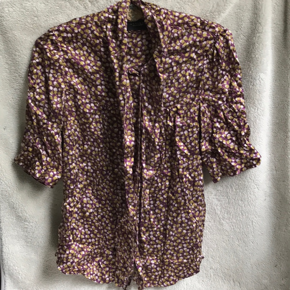 Sanctuary/anthro silk abstract pattern top w ties